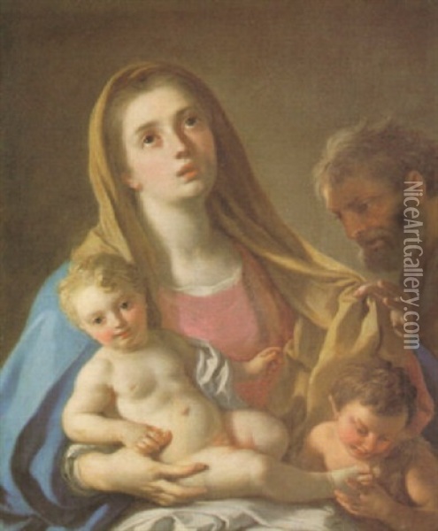 The Holy Family With The Infant Saint Joseph The Baptist Oil Painting - Francesco de Mura