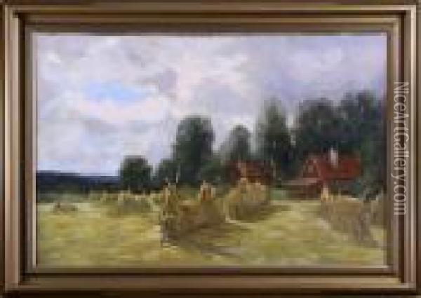 Landskap Med Hohassjor, Signerad Severin Nilsson Oil Painting - Severin Nilson