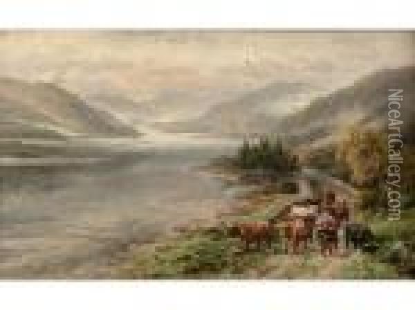 The Highland Drove Oil Painting - William Langley