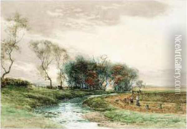 Potato Pickers In A Landscape Oil Painting - John Hamilton Glass