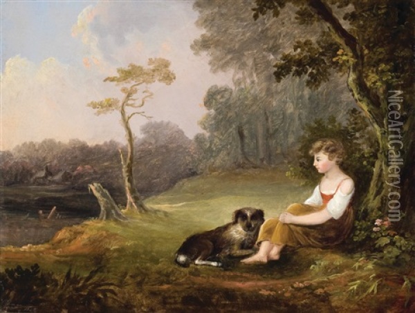 A Girl's Best Friend Oil Painting - Charles Codman