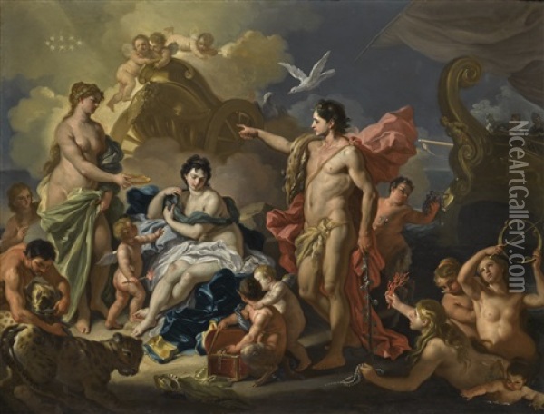Bacchus And Ariadne Oil Painting - Francesco Solimena