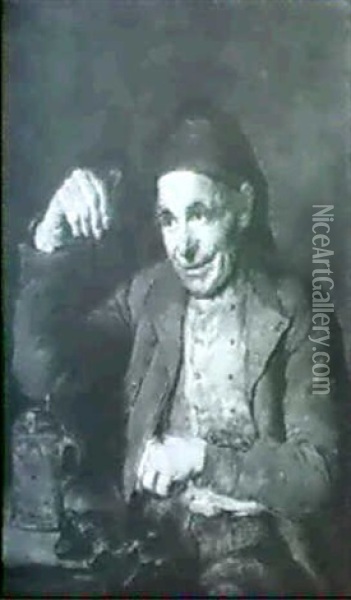 Portrait Eines Alten Mannes Mit Schnupftabakflasche Oil Painting - Edmund Harburger