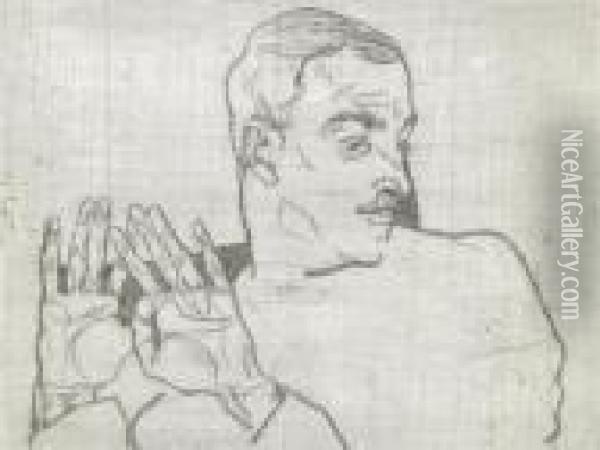 Ritratto Di Arthur Roessler Oil Painting - Egon Schiele