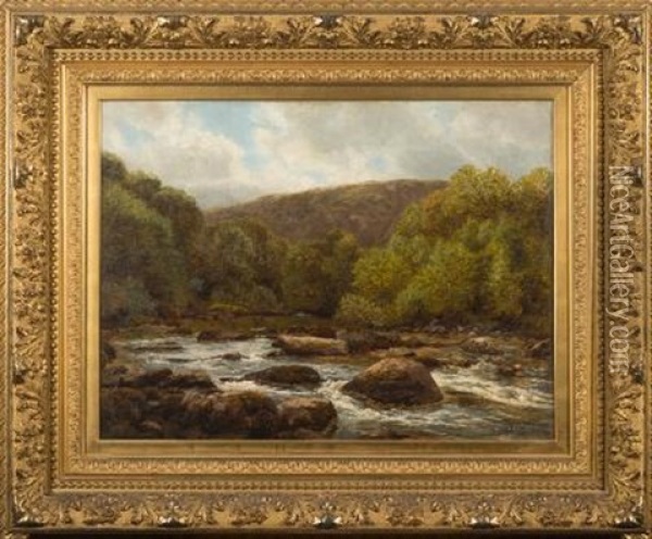 Scottish Highland River Landscape Oil Painting - Henry Rollett