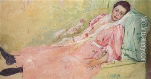 Lydia Reclining On A Divan Oil Painting - Mary Cassatt