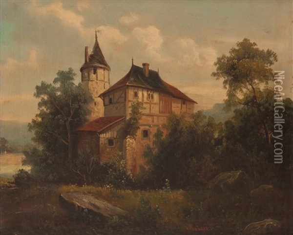 Burg Geretzhoven Oil Painting - Carl (Johann Heinrich) Kruger