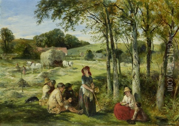 Field Hands At Rest Oil Painting - Thomas Falcon Marshall