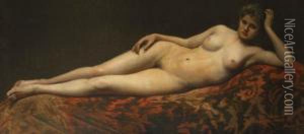 Reclining Female Nude Oil Painting - Frantisek Ii Zenisek