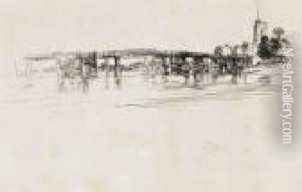 Little Putney Bridge Oil Painting - James Abbott McNeill Whistler