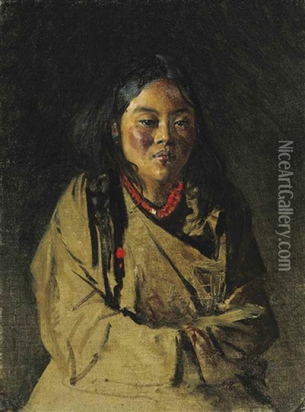 Bhutanese Girl Oil Painting - Vasili Vasilievich Vereshchagin