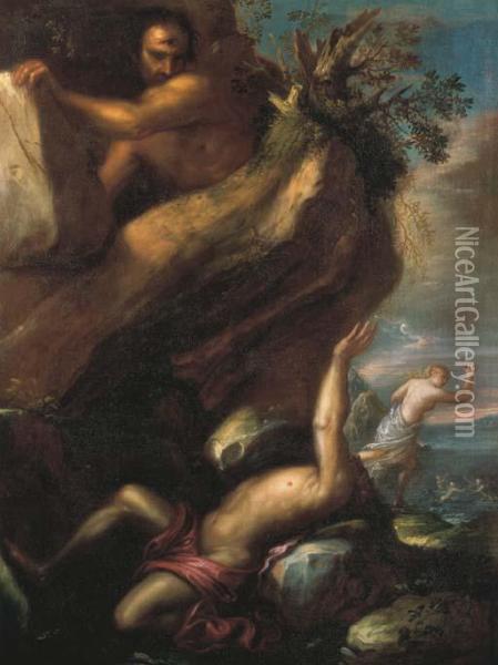 Polyphemus And Galatea Oil Painting - Agostino Santagostino