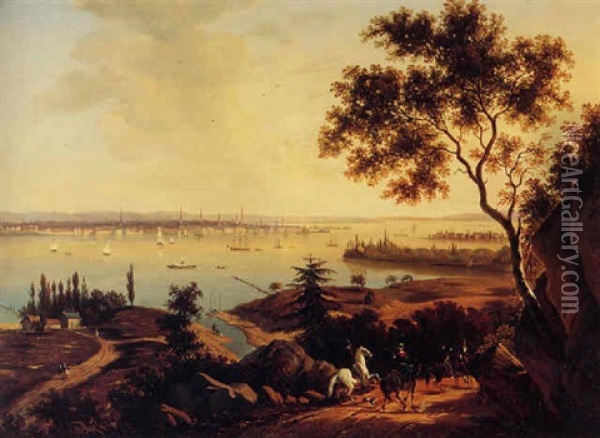 New York As Seen From Weehawk Oil Painting - William Guy Wall