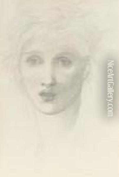 Study Of A Female Head, Singing Oil Painting - Sir Edward Coley Burne-Jones