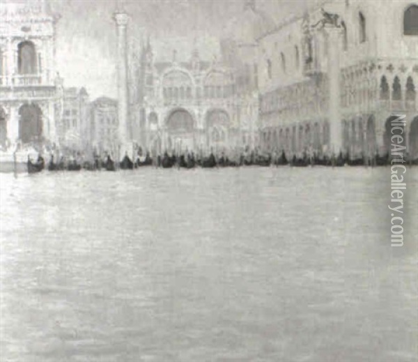 The Piazzetta Venice From The Lagoon Oil Painting - Paul Freiherr Von Schlippenbach