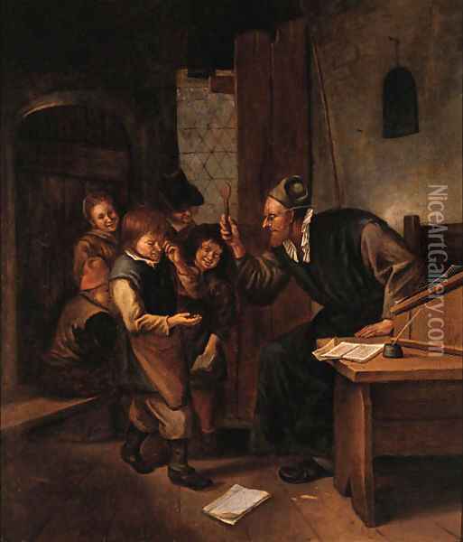 A Schoolmaster Punishing One Of His Pupils Oil Painting - Jan Steen