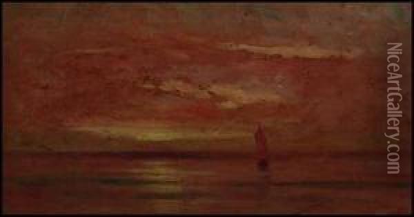 Sundown, Bay Of Fundy Oil Painting - John A. Hammond