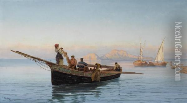 Fishing Off The Italian Coast Oil Painting - Pietro Barucci