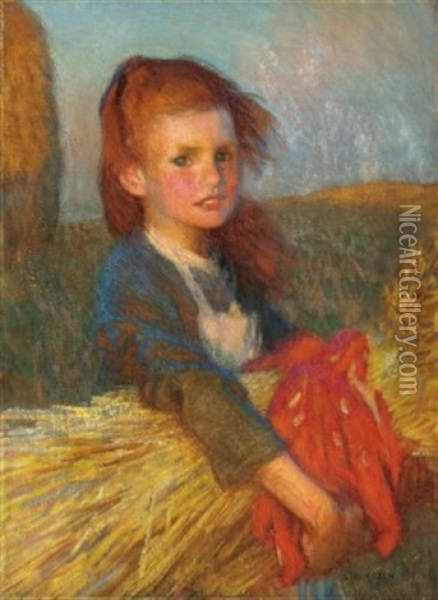 A Gleaner Oil Painting - Sir George Clausen