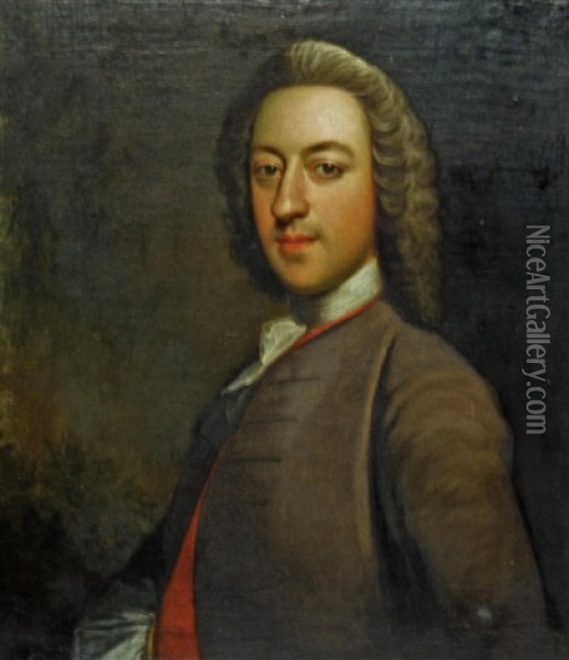 Portrait Of A Gentleman, Half Length Oil Painting - Thomas Bardwell