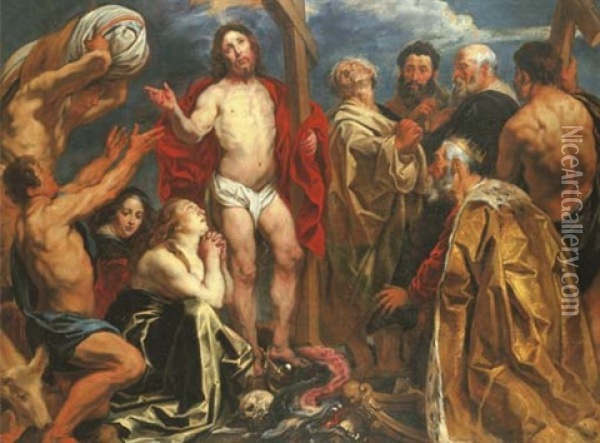 Christ Triumphant With The Nine Penitents Oil Painting - Jacob Jordaens