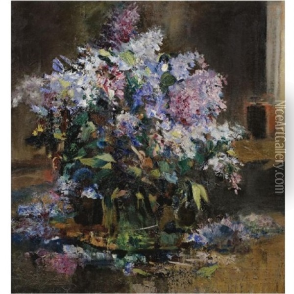 Lilacs Oil Painting - Aleksandr Ivanovich Savinov