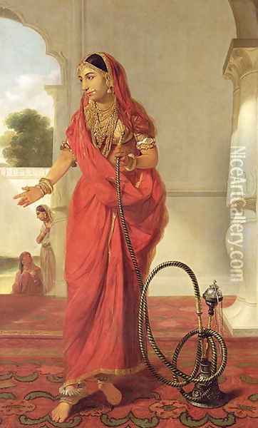 An Indian Dancing Girl with a Hookah Oil Painting - Tilly Kettle