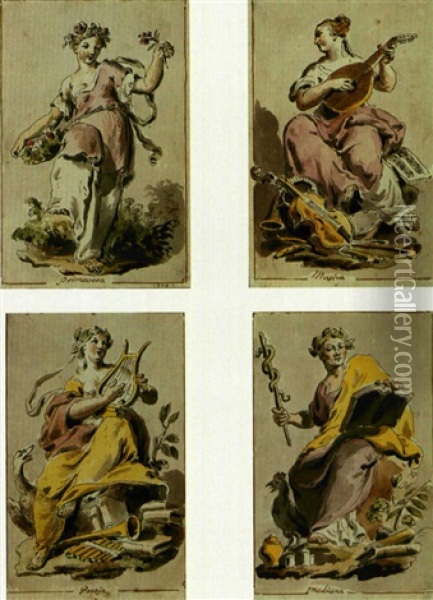 Primavera (+ 3 Others; 4 Works) Oil Painting - Domenico De Angelis