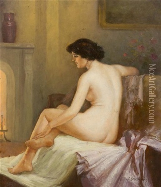 Nude Reclining In Bath Oil Painting - Anton Kozakiewicz