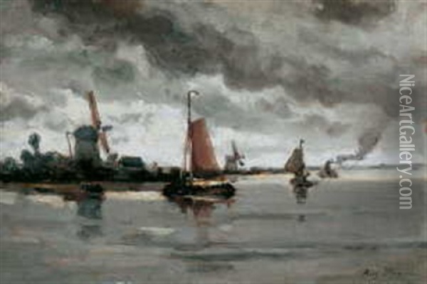 Segelboote Vor Der Kuste Oil Painting - Auguste Henri Musin