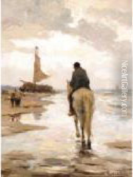 Riding Along The Shore Oil Painting - Evert Pieters