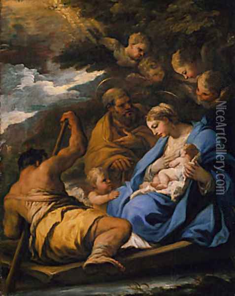 The Flight into Egypt Oil Painting - Luca Giordano