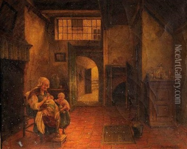La Nourrice Oil Painting - Henri de Braekeleer