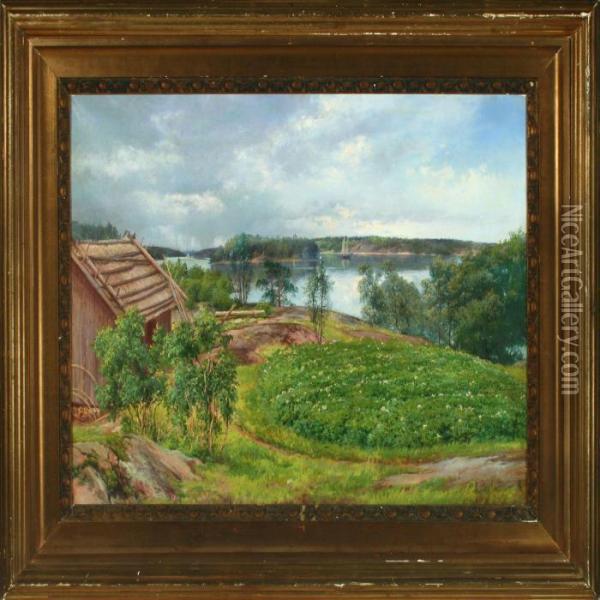 Landscape From Finland Oil Painting - Peder Knudsen