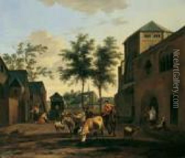 Blick Auf Koln Mit Den Kirchen St. Gereon Und St. Pantaleon. Oil Painting - Gerrit Adriaensz Berckheyde