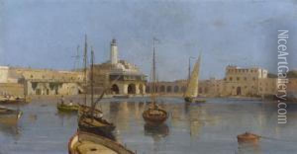Le Port De L'amiraute D'alger Oil Painting - Abraham Hermanjat