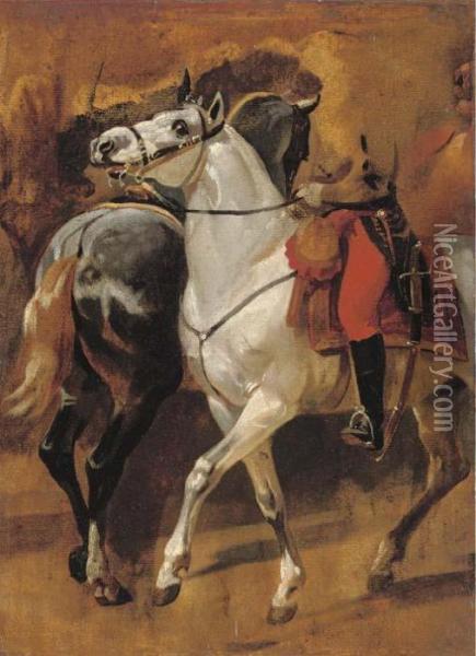Study For The Equestrian Portrait Of General Dumouriez At The Battle Of Jemappes Oil Painting - Horace Vernet