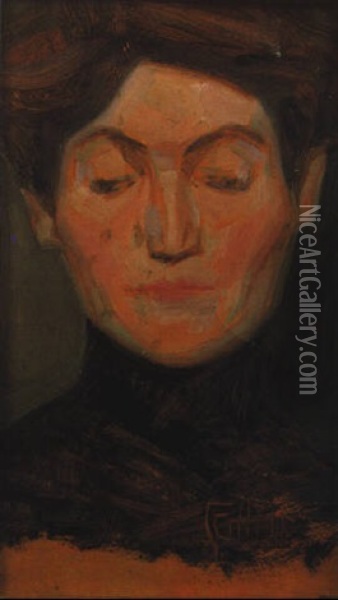 Frauenbildnis Mit Gesenkten Lidern Oil Painting - Egon Schiele