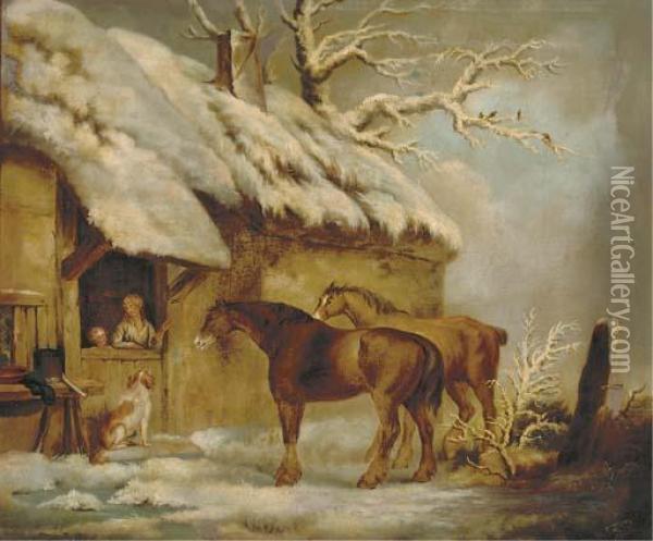 A Stable Introduction Oil Painting - George Morland