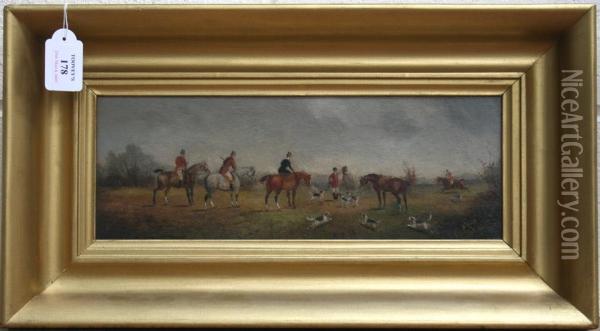 Sporting Scenes With Huntsmen On Horseback Following Hounds Oil Painting - Phillip Henry Rideout