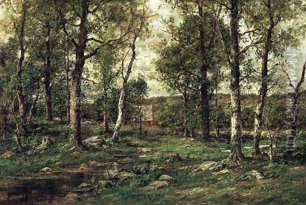 Landscape with Birch Trees, Scalp Level Oil Painting - Charles Linford