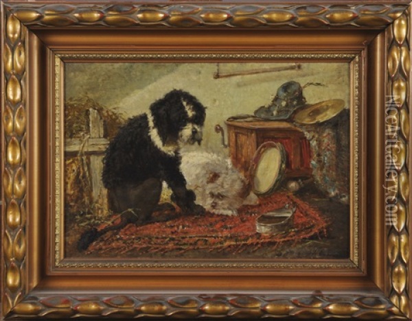Chiens Au Tambourin Oil Painting - Emanuel Noterman