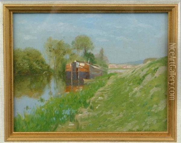 Along The Oise, France Oil Painting - Alexis Jean Fournier