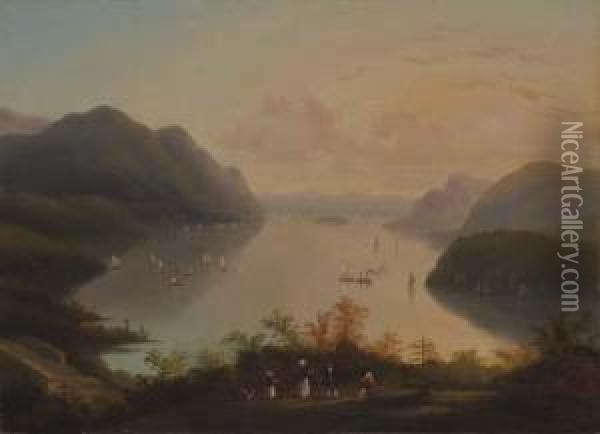 View Of The Hudson River Near West Point Oil Painting - Thomas Birch