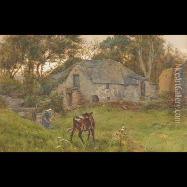 Farm In Wales Oil Painting - Ernest Albert Waterlow