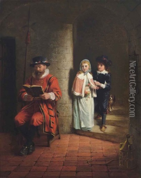 Children At The Tower Oil Painting - George Bernard O'Neill