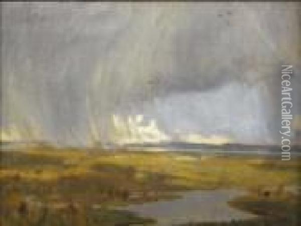 Rain Clouds Over An Estuary Oil Painting - Louis Monro Grier