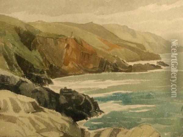 Coastal Scene Oil Painting - Rowley Smart