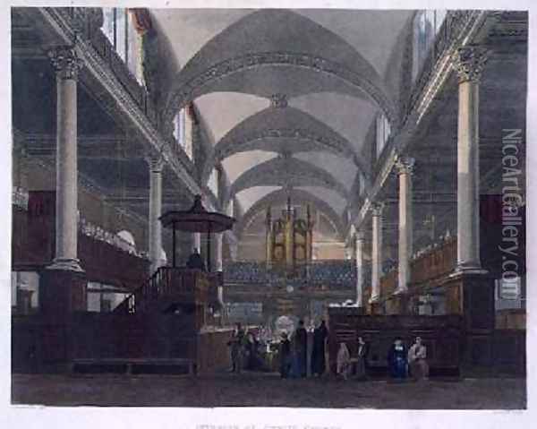 Interior of Christ Church Oil Painting - Frederick Mackenzie