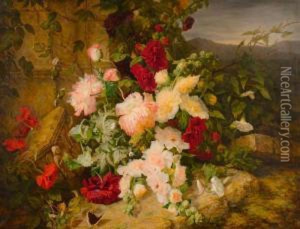 Floral Still Life. Oil Painting - Simon Saint-Jean